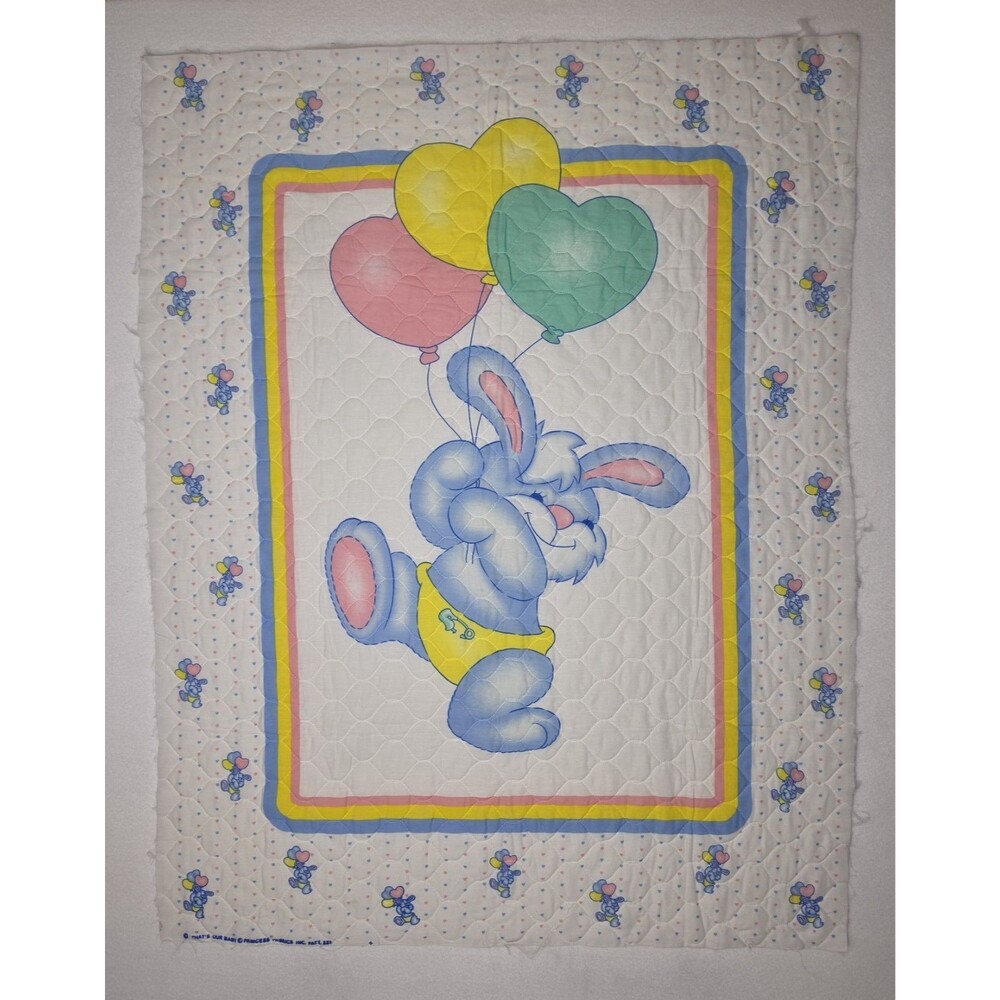 VTG Princess Fabrics That’s Our Baby Quilting Panel Bunny Balloons 43.75 x 34.5”